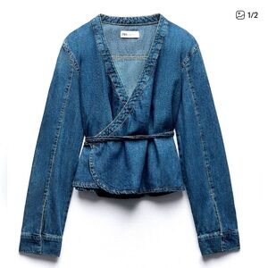 Zara Blue Denim Wrap Top